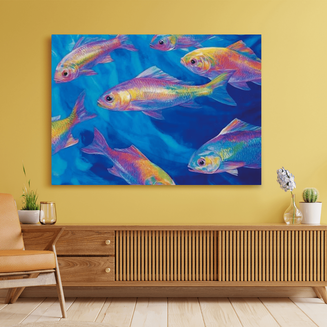 Vibrant Underwater Abstract Dreamscape - Fish Wall Art - Aestheticanvas