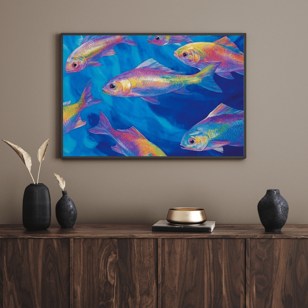 Vibrant Underwater Abstract Dreamscape - Fish Wall Art - Aestheticanvas