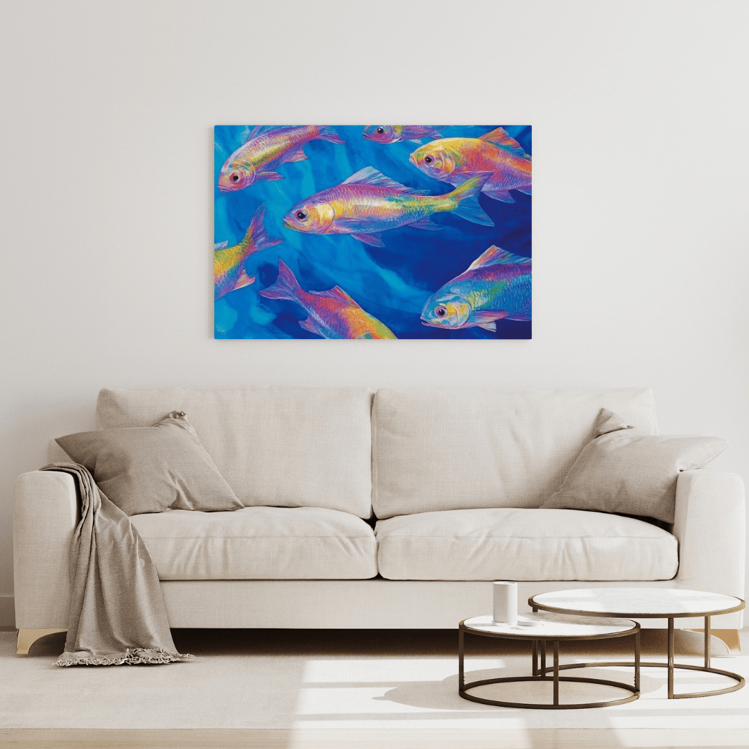 Vibrant Underwater Abstract Dreamscape - Fish Wall Art - Aestheticanvas