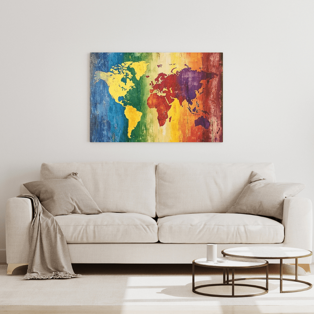 Vibrant World Map Art - Geography Wall Art - Aestheticanvas