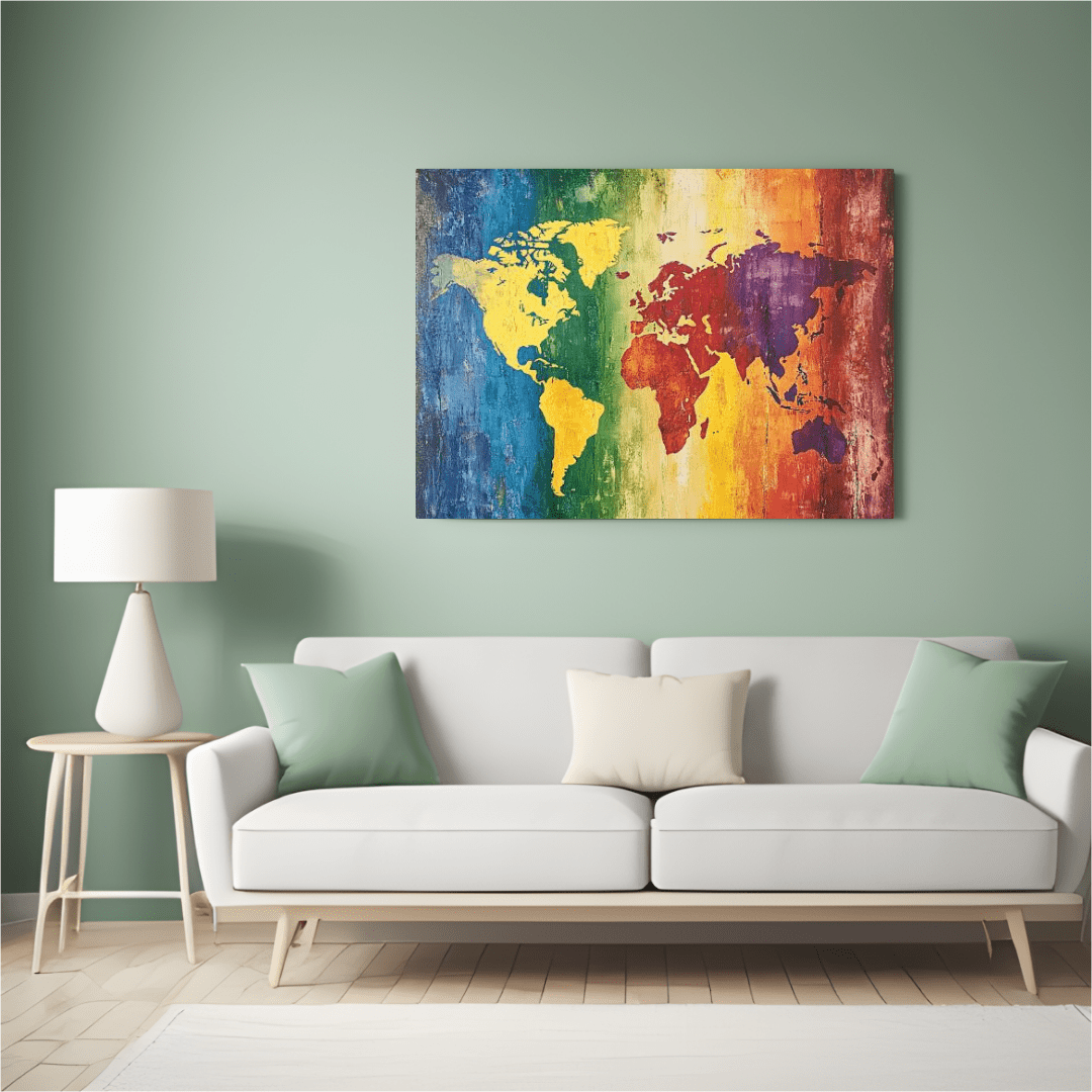 Vibrant World Map Art - Geography Wall Art - Aestheticanvas