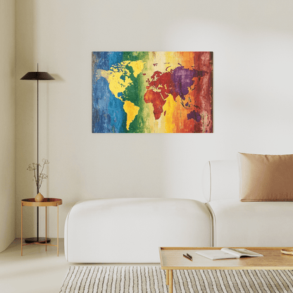 Vibrant World Map Art - Geography Wall Art - Aestheticanvas