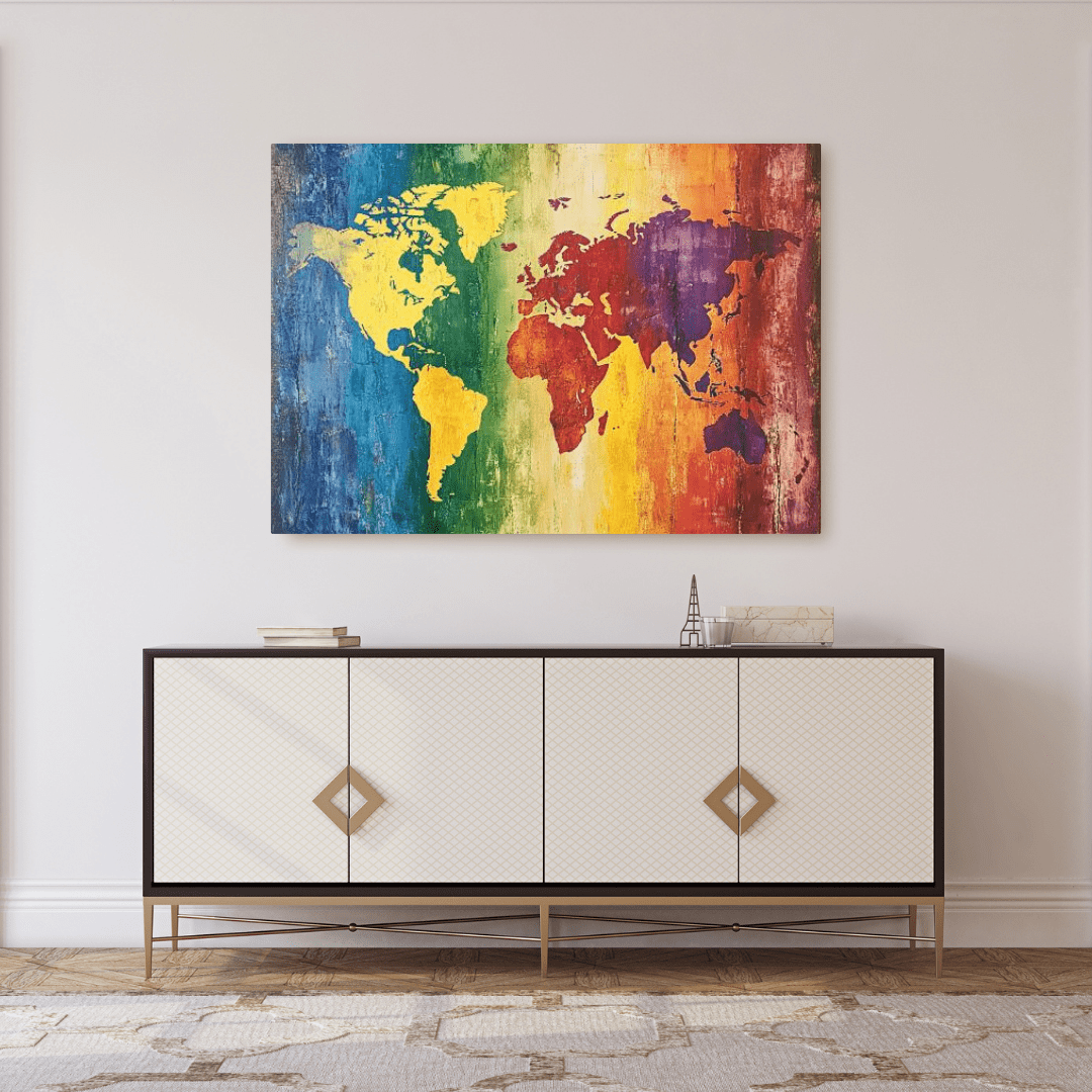 Vibrant World Map Art - Geography Wall Art - Aestheticanvas