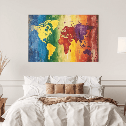 Vibrant World Map Art - Geography Wall Art - Aestheticanvas