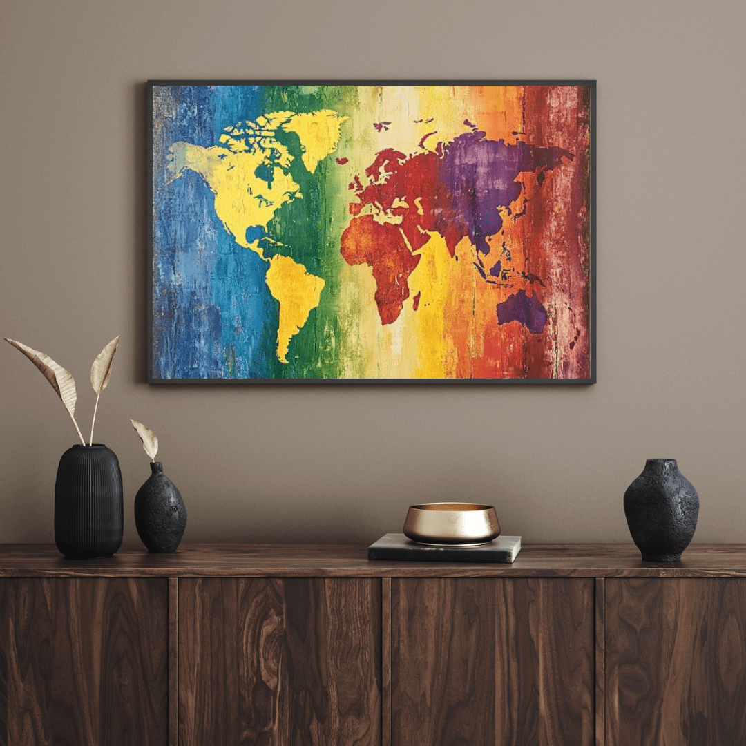 Vibrant World Map Art - Geography Wall Art - Aestheticanvas