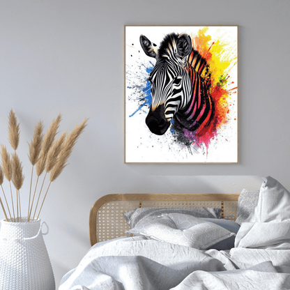 Vibrant Zebra Splash - Animal Wall Art - Aestheticanvas