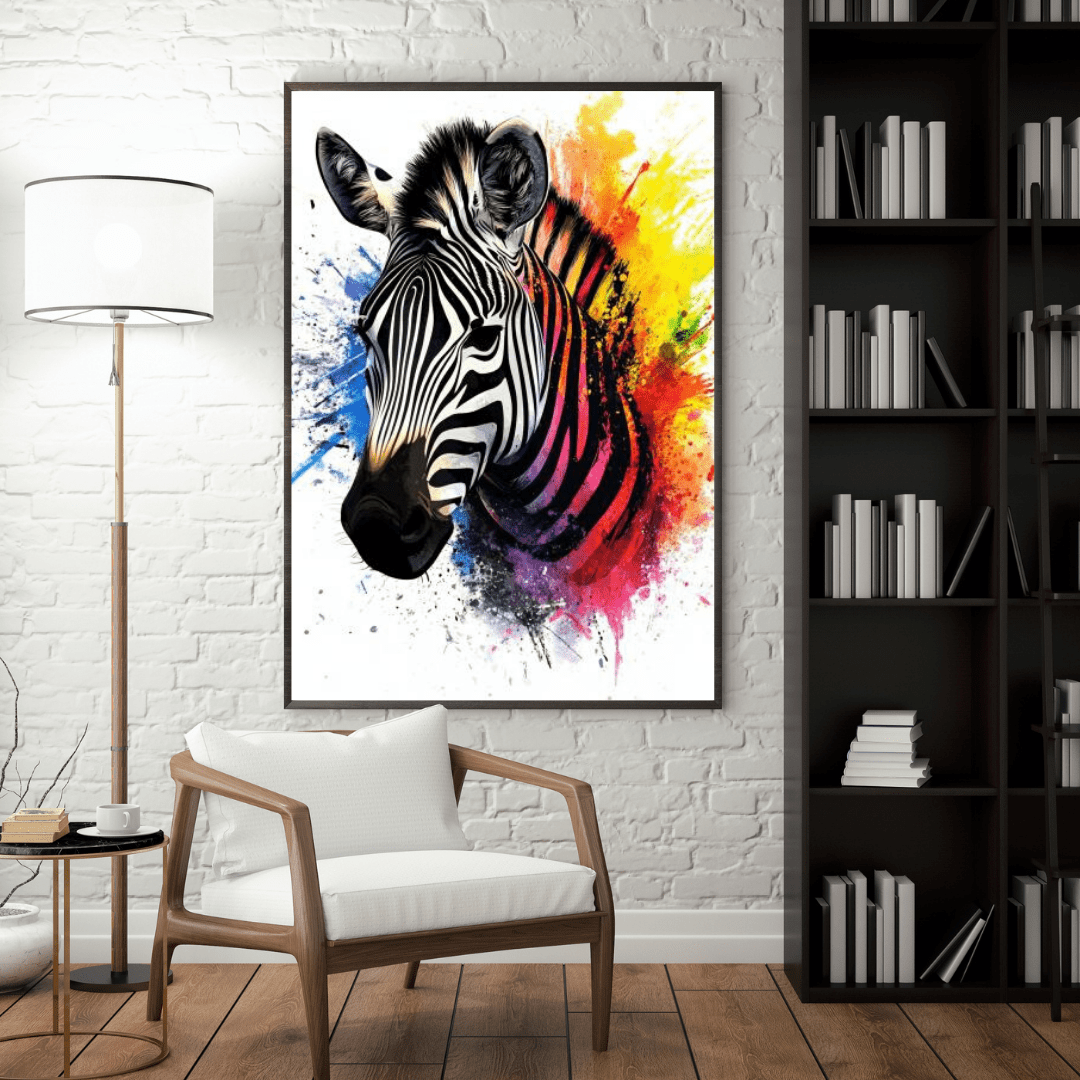 Vibrant Zebra Splash - Animal Wall Art - Aestheticanvas