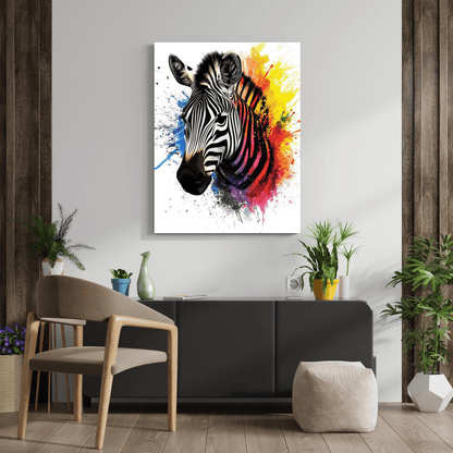 Vibrant Zebra Splash - Animal Wall Art - Aestheticanvas