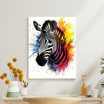 Vibrant Zebra Splash - Animal Wall Art - Aestheticanvas