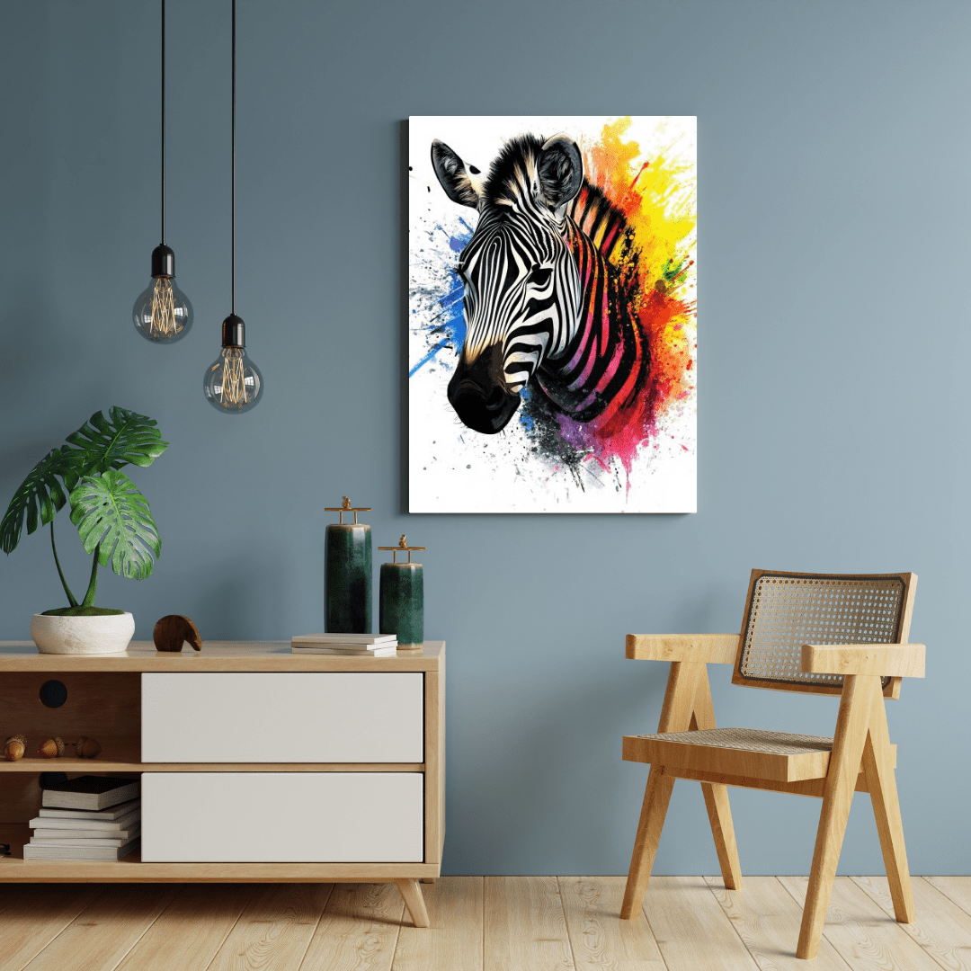 Vibrant Zebra Splash - Animal Wall Art - Aestheticanvas