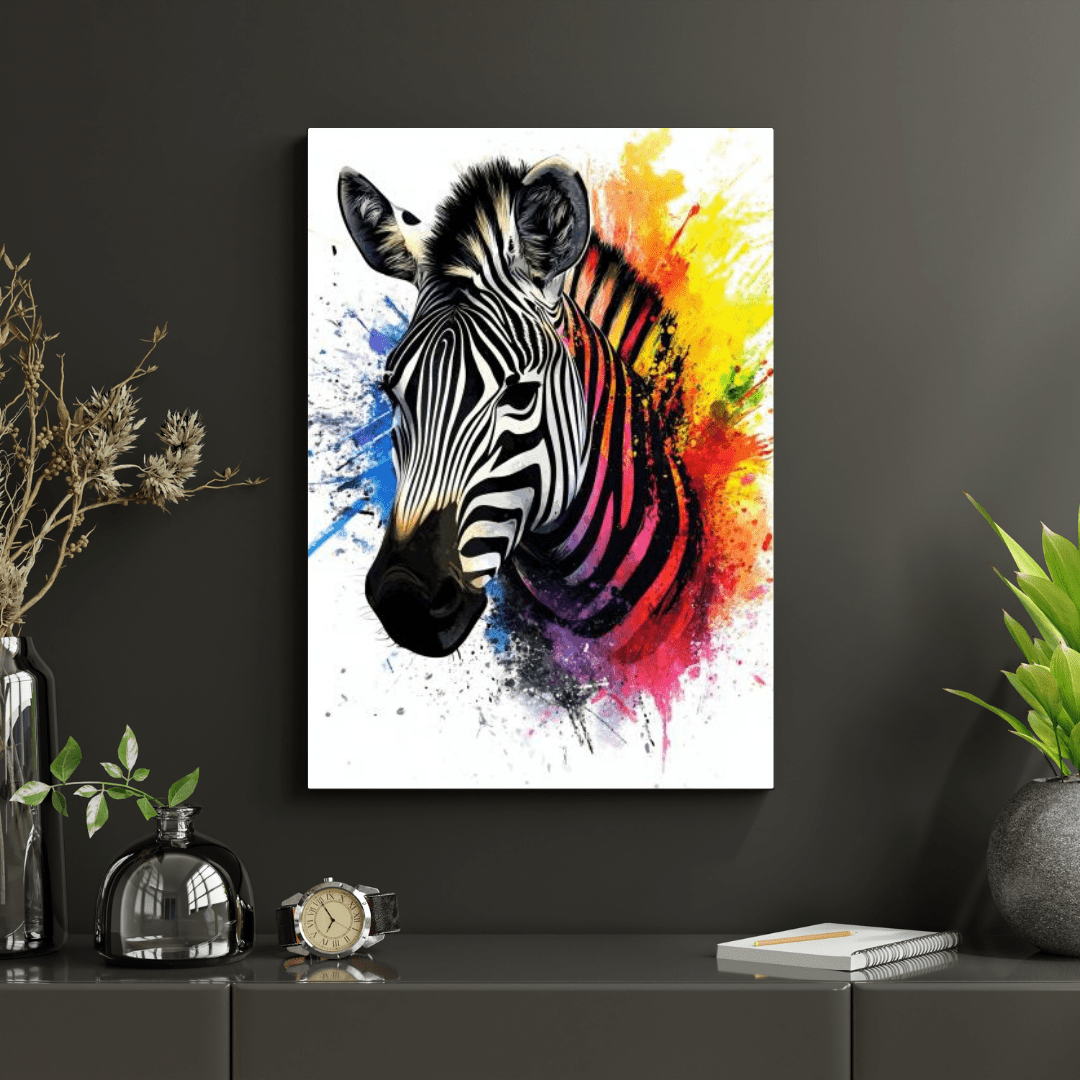 Vibrant Zebra Splash - Animal Wall Art - Aestheticanvas