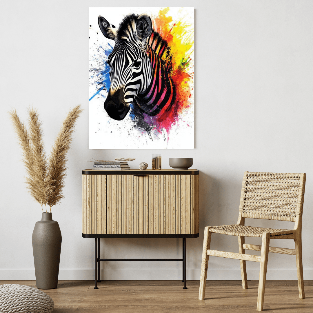 Vibrant Zebra Splash - Animal Wall Art - Aestheticanvas