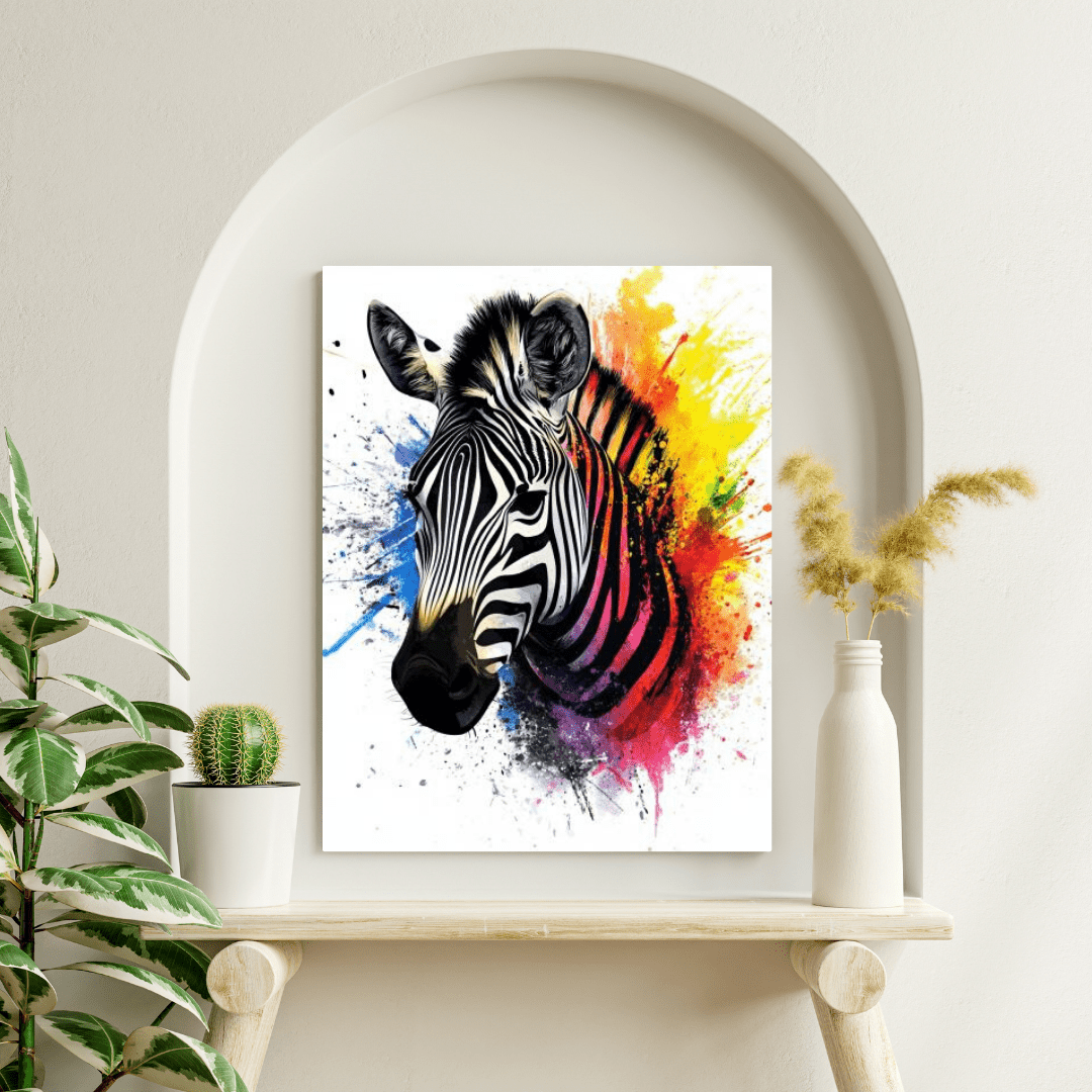 Vibrant Zebra Splash - Animal Wall Art - Aestheticanvas