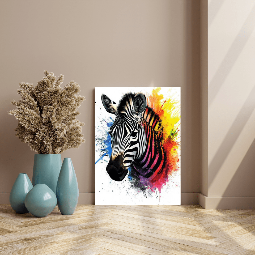 Vibrant Zebra Splash - Animal Wall Art - Aestheticanvas