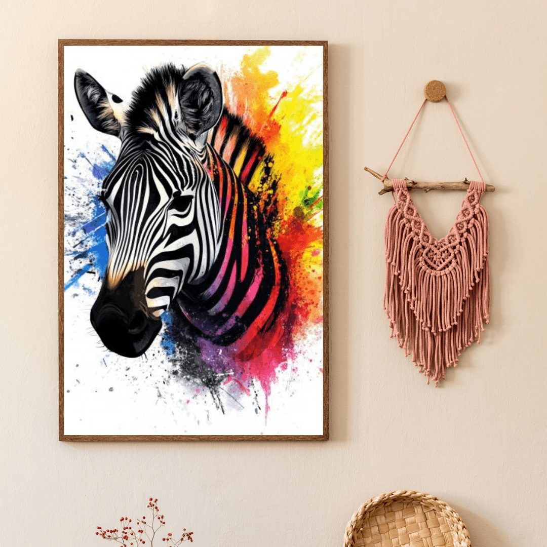 Vibrant Zebra Splash - Animal Wall Art - Aestheticanvas