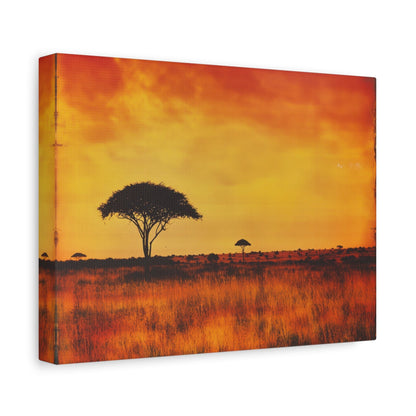 Vintage African Sunset Savannah - Nature Wall Art - Aestheticanvas