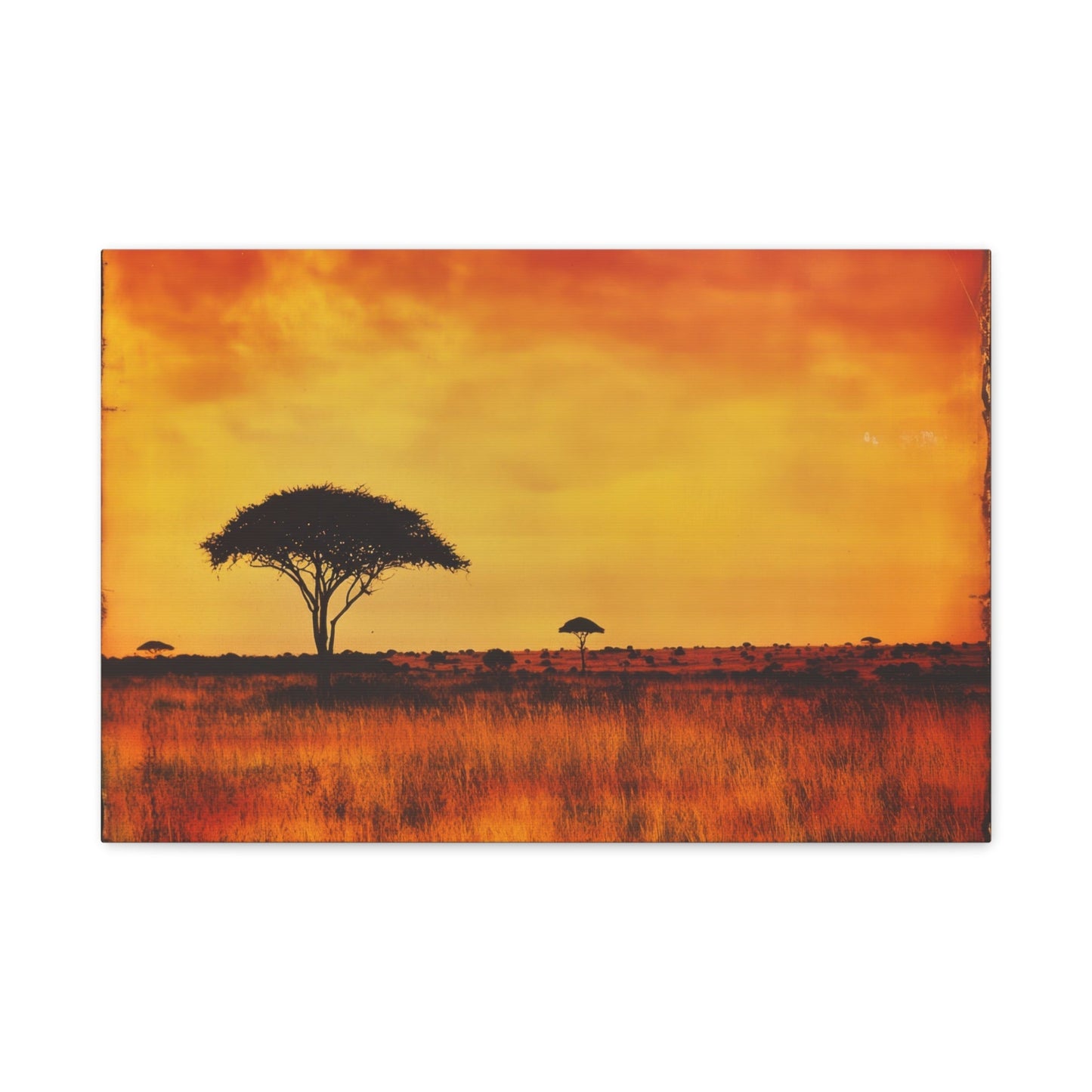 Vintage African Sunset Savannah - Nature Wall Art - Aestheticanvas