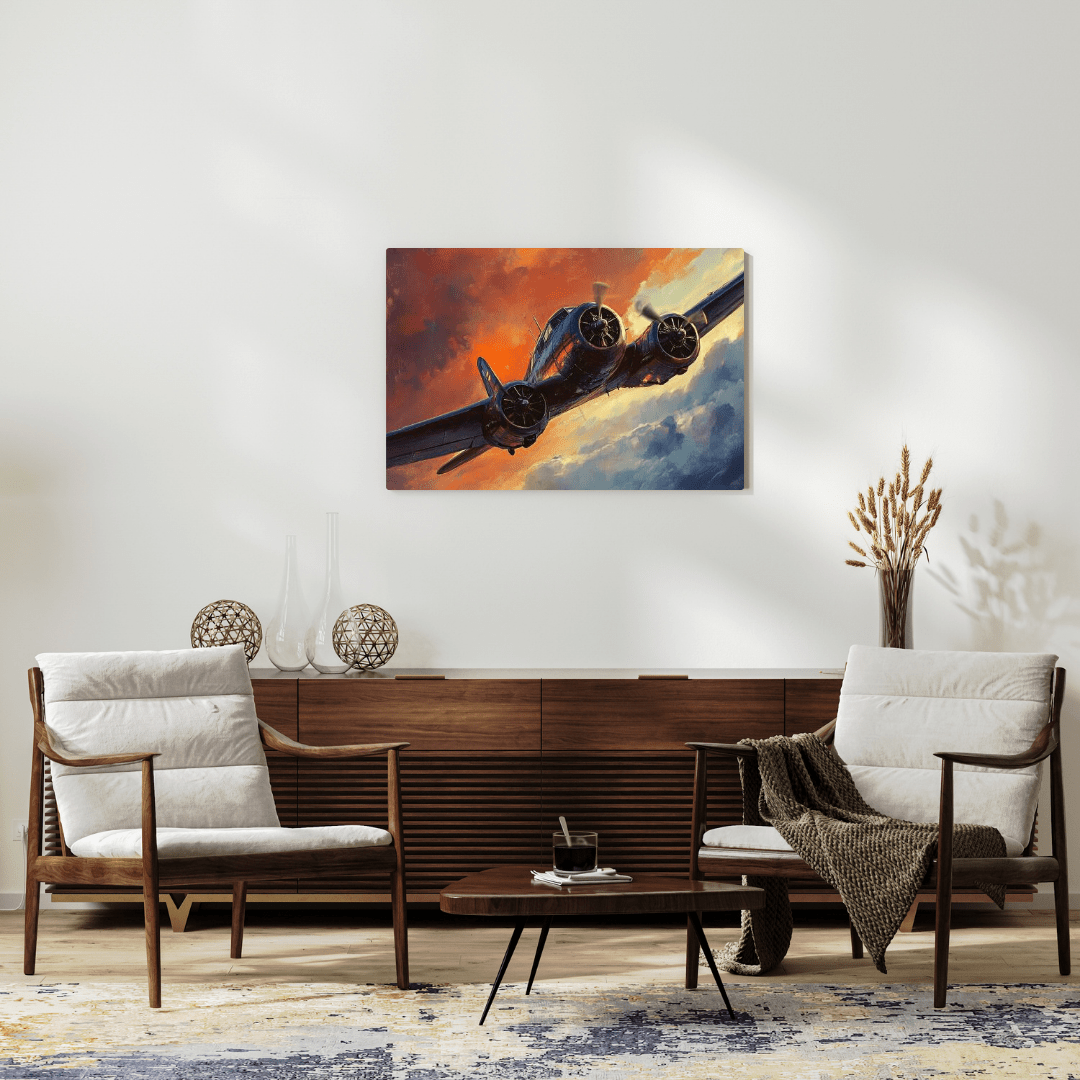 Vintage Aircraft in Flight - Airplane Wall Art - Aestheticanvas