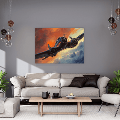 Vintage Aircraft in Flight - Airplane Wall Art - Aestheticanvas