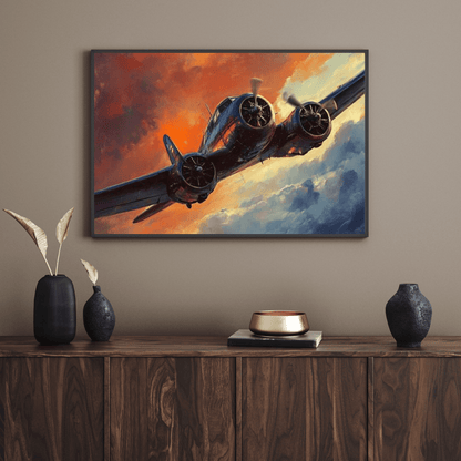 Vintage Aircraft in Flight - Airplane Wall Art - Aestheticanvas