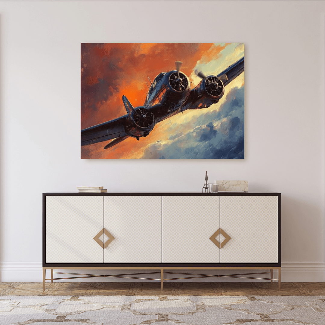 Vintage Aircraft in Flight - Airplane Wall Art - Aestheticanvas