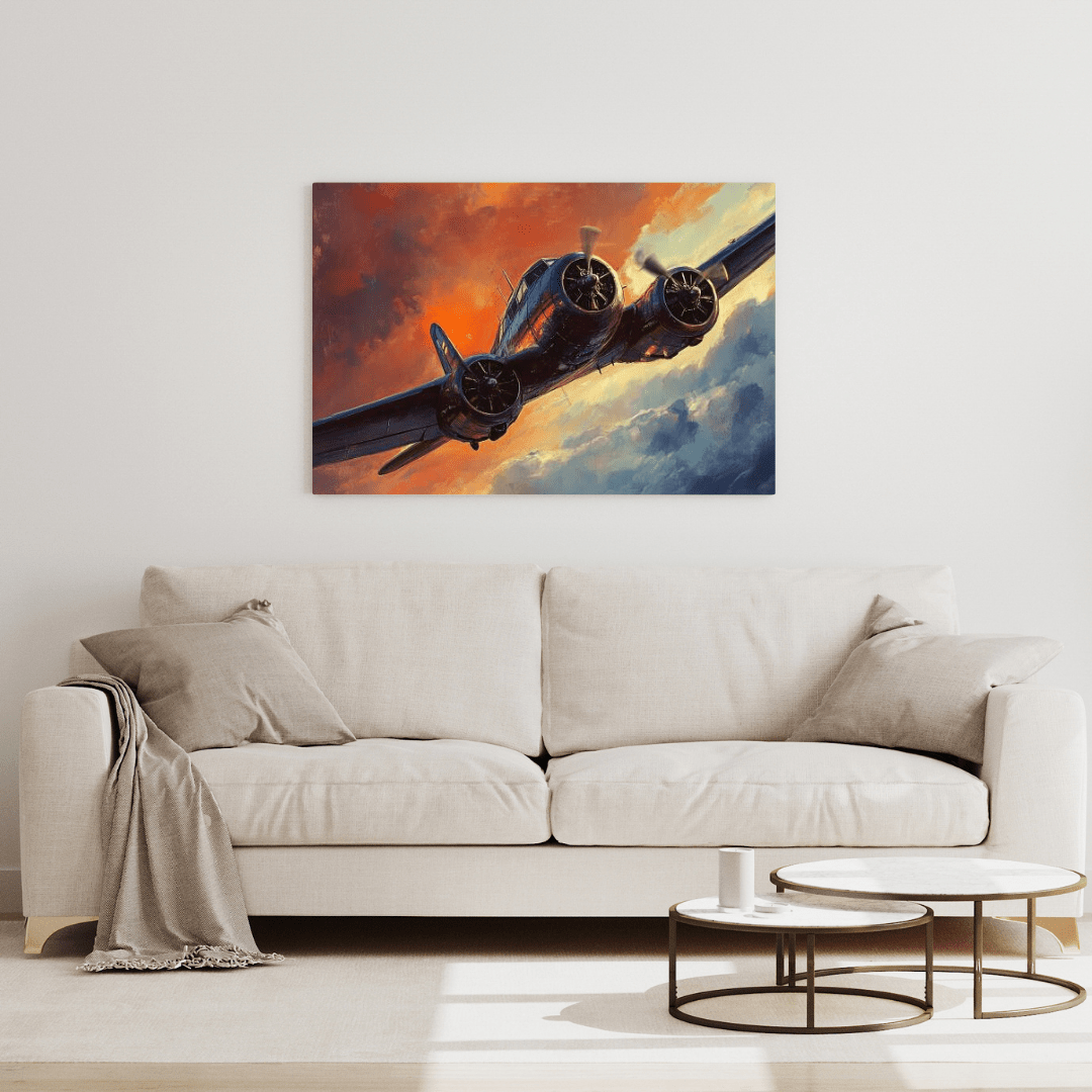 Vintage Aircraft in Flight - Airplane Wall Art - Aestheticanvas