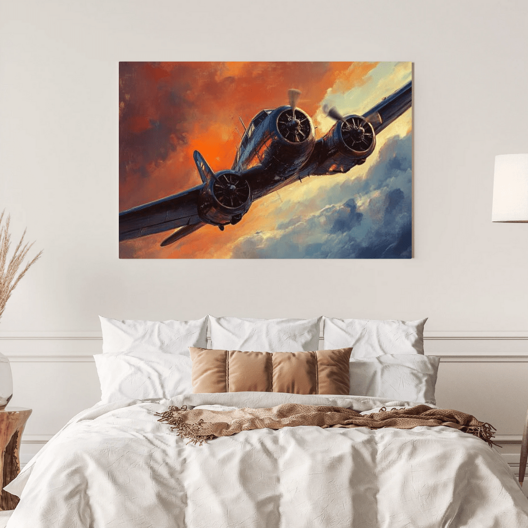 Vintage Aircraft in Flight - Airplane Wall Art - Aestheticanvas