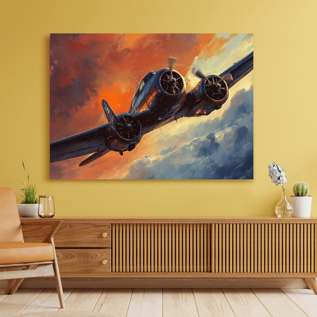 Vintage Aircraft in Flight - Airplane Wall Art - Aestheticanvas