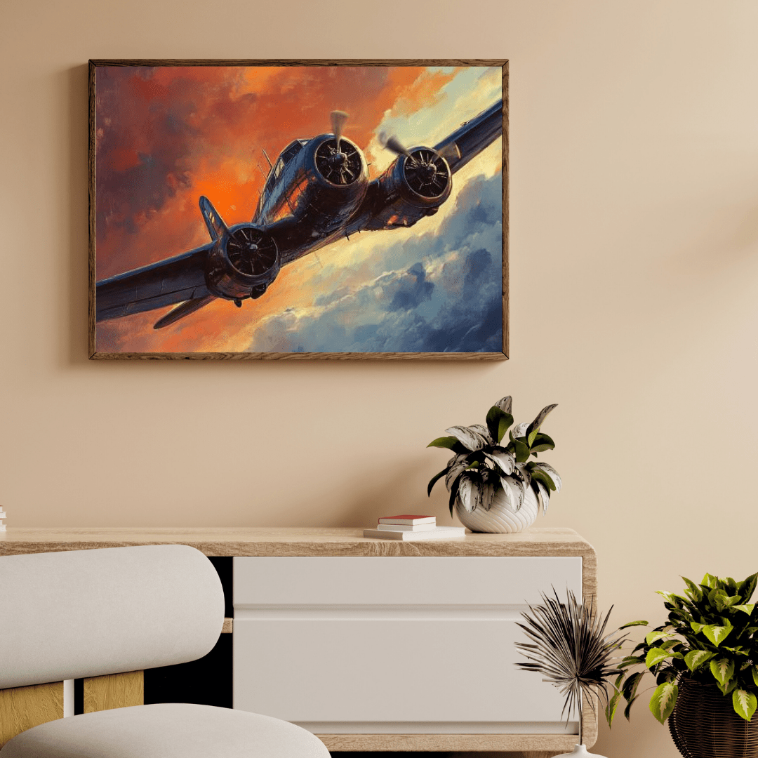 Vintage Aircraft in Flight - Airplane Wall Art - Aestheticanvas