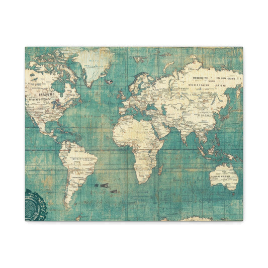 Vintage Distressed World Map - Map Wall Art - Aestheticanvas