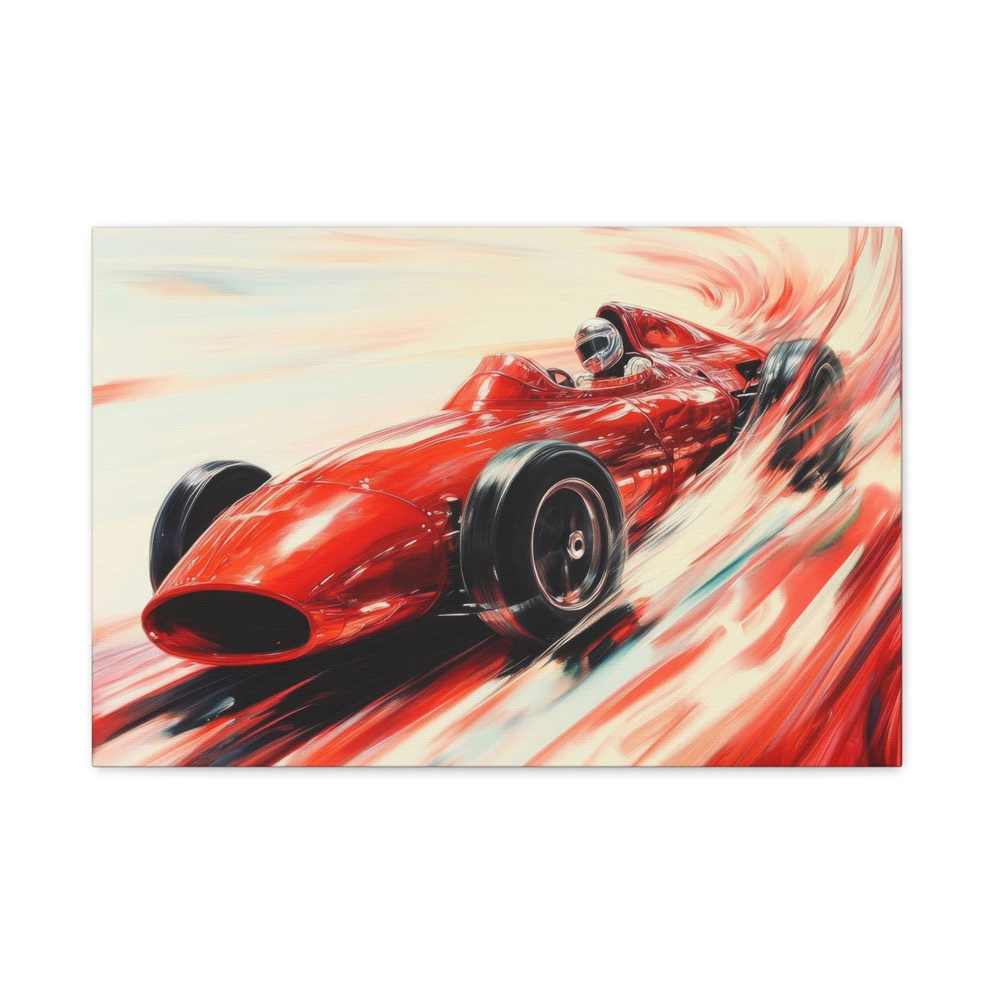 Vintage Red Racer in Motion - Car Wall Art - Aestheticanvas