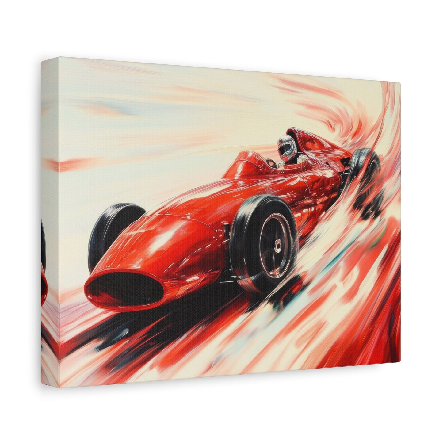 Vintage Red Racer in Motion - Car Wall Art - Aestheticanvas