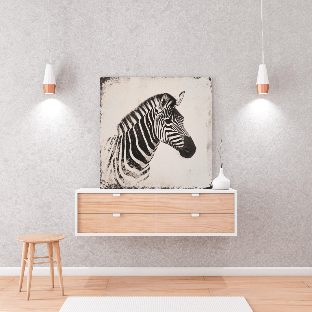 Vintage Zebra Profile - Animal Wall Art - Aestheticanvas