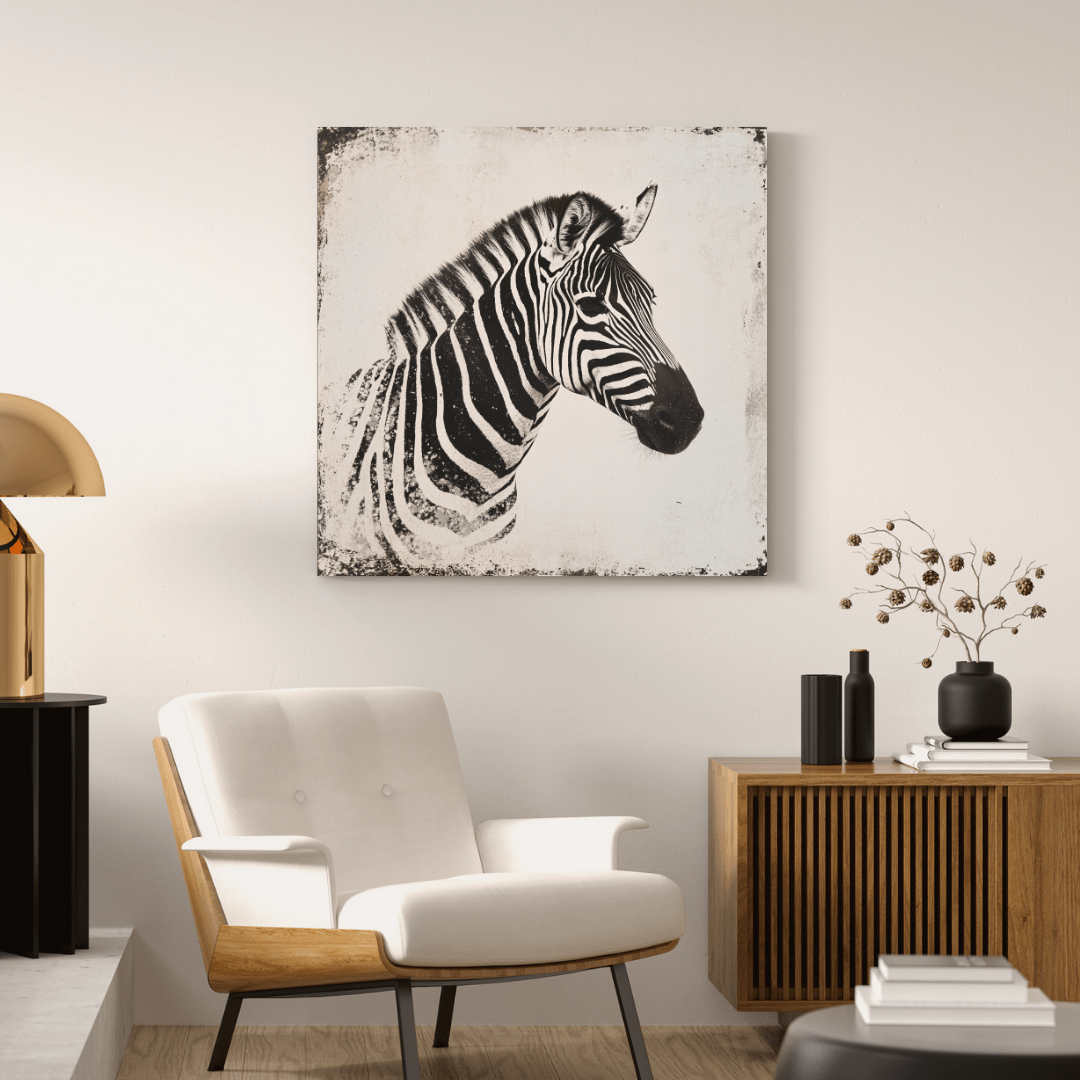 Vintage Zebra Profile - Animal Wall Art - Aestheticanvas