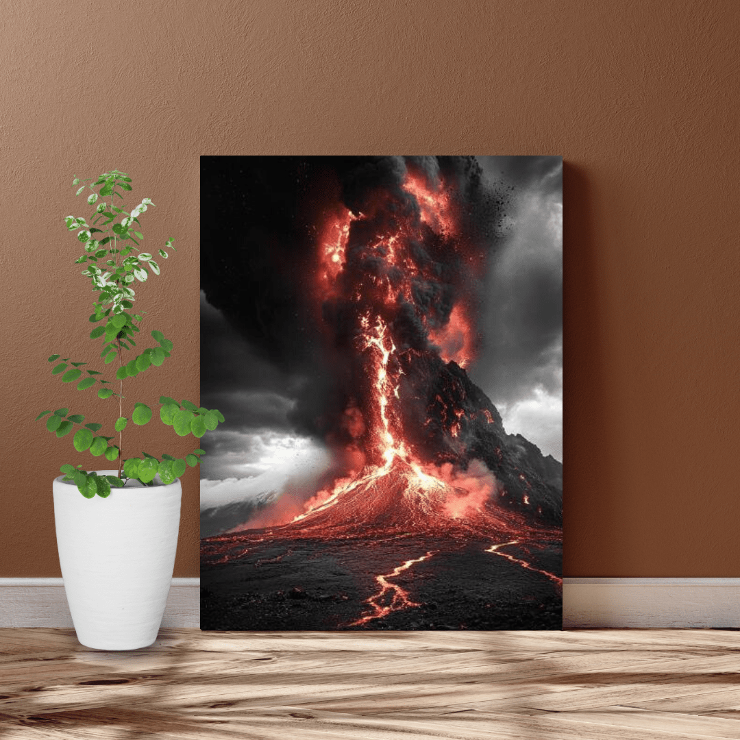 Volcanic Eruption Power and Fury - Landscape Wall Art - Aestheticanvas