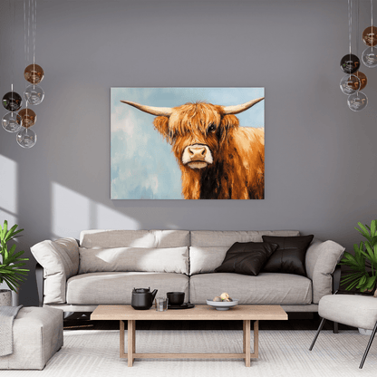 Whimsical Highland Cow - Animal Wall Art - Aestheticanvas