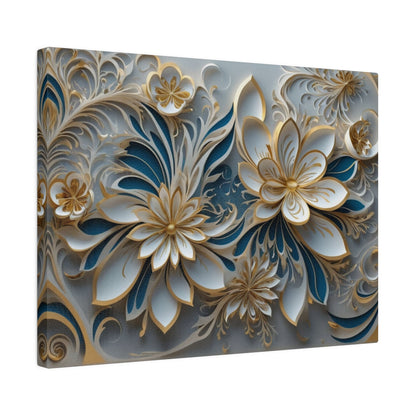 White & Gold Flowers - Floral Wall Art - Aestheticanvas