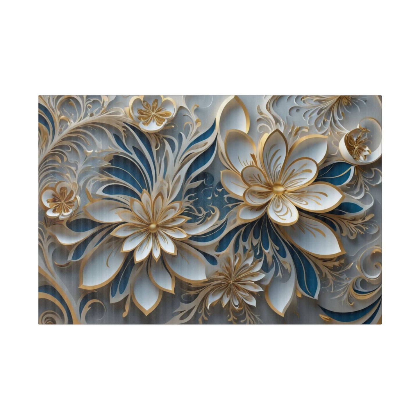 White & Gold Flowers - Floral Wall Art - Aestheticanvas