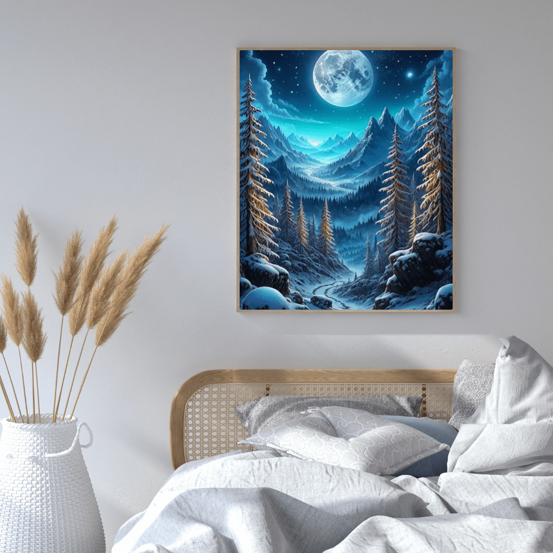 Winter Full Moon - Forest Wall Art - Aestheticanvas