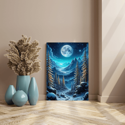 Winter Full Moon - Forest Wall Art - Aestheticanvas