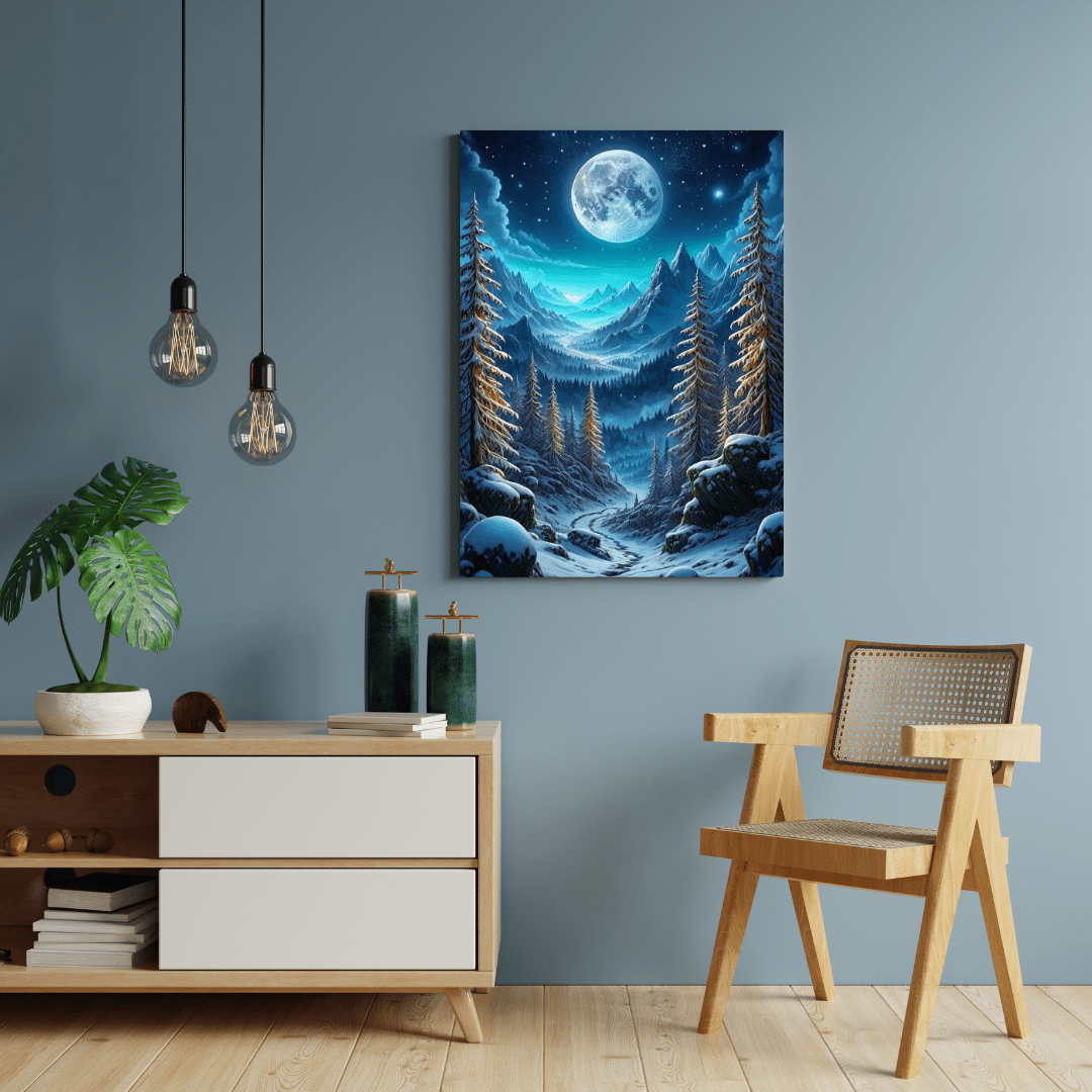 Winter Full Moon - Forest Wall Art - Aestheticanvas