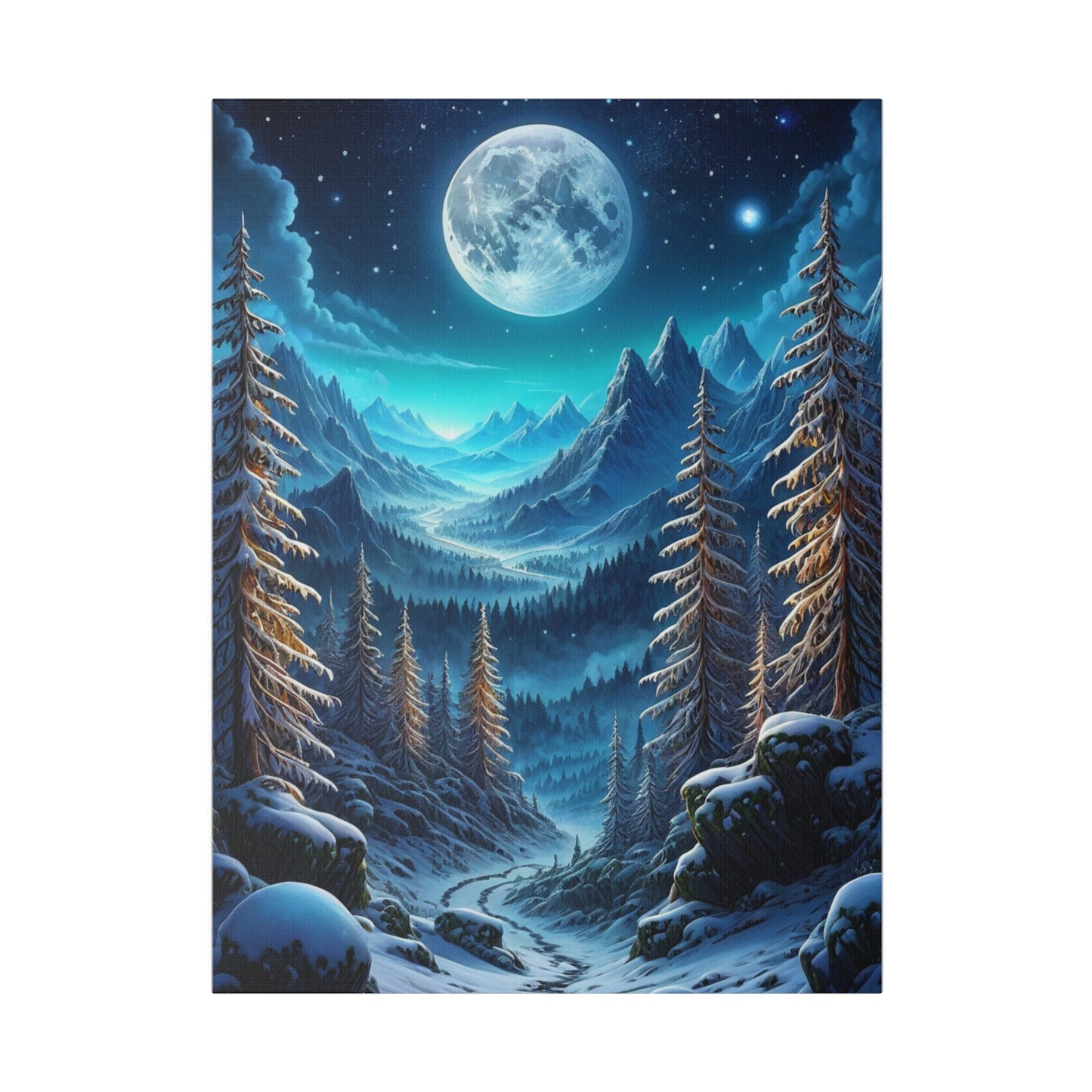 Winter Full Moon - Forest Wall Art - Aestheticanvas