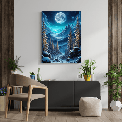 Winter Full Moon - Forest Wall Art - Aestheticanvas