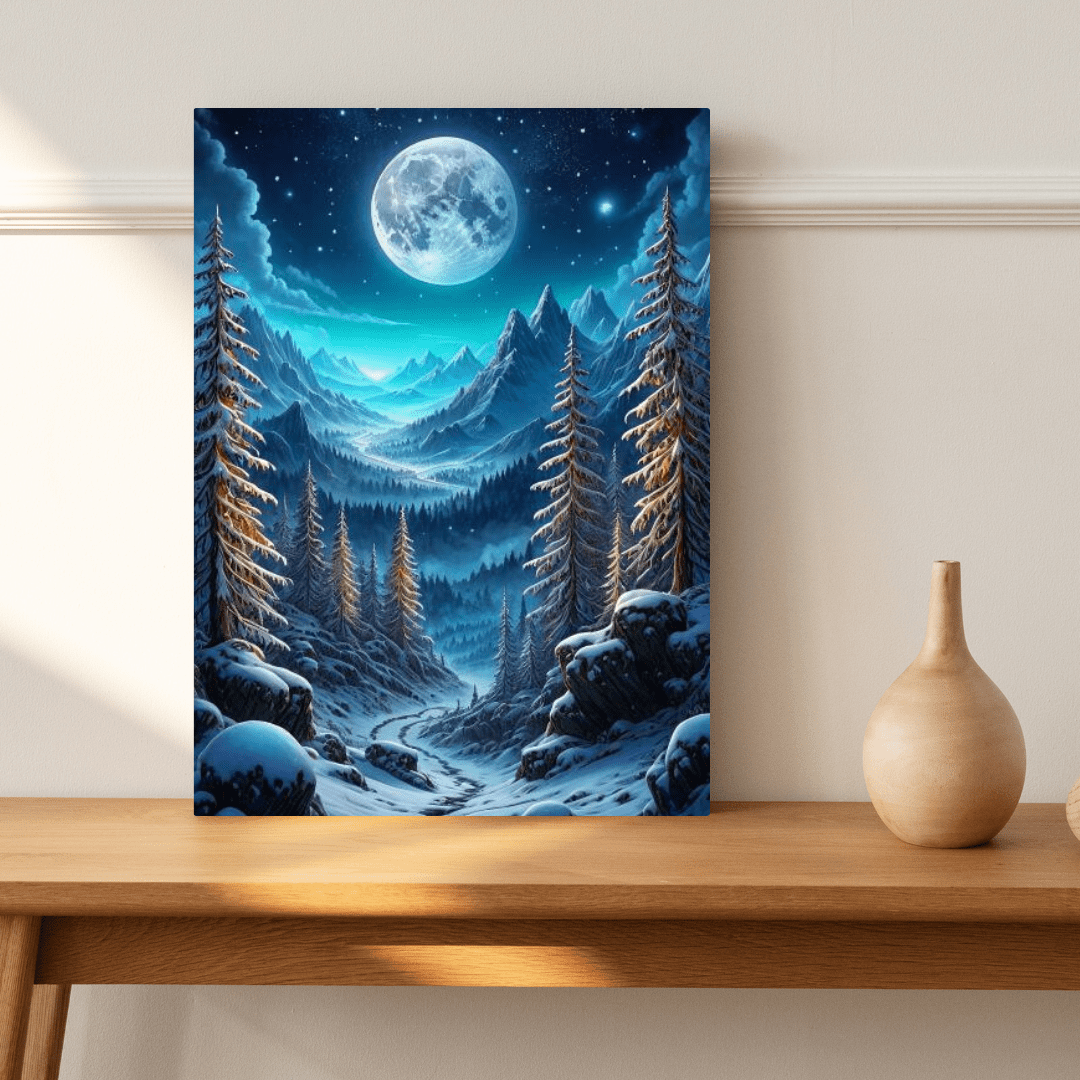 Winter Full Moon - Forest Wall Art - Aestheticanvas