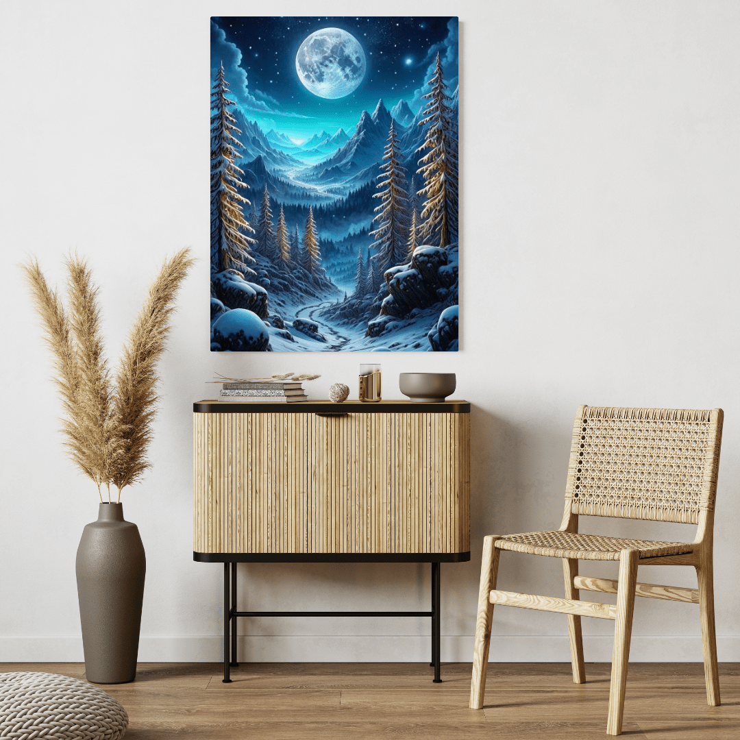 Winter Full Moon - Forest Wall Art - Aestheticanvas