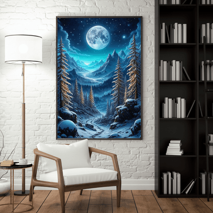 Winter Full Moon - Forest Wall Art - Aestheticanvas