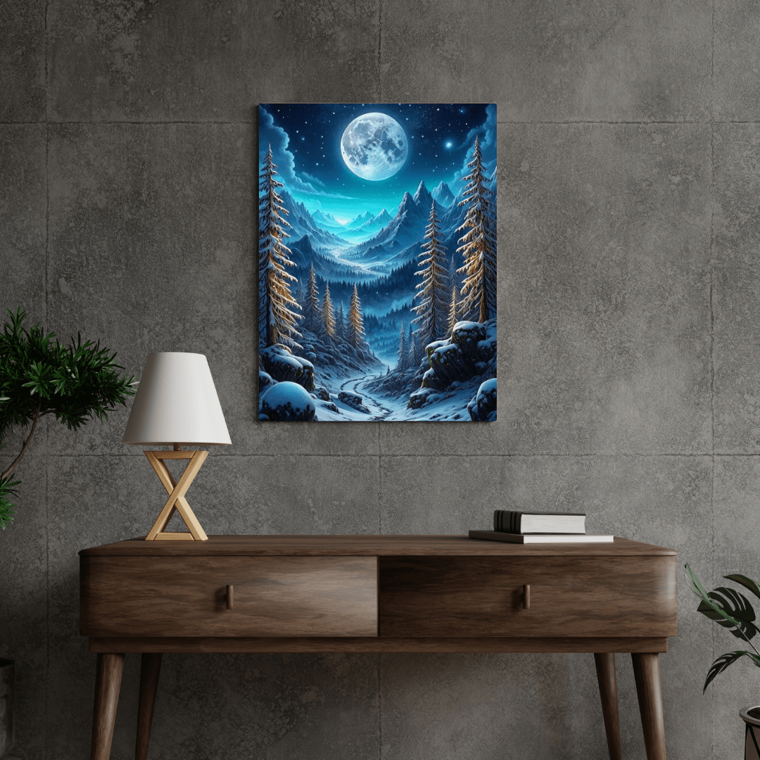 Winter Full Moon - Forest Wall Art - Aestheticanvas