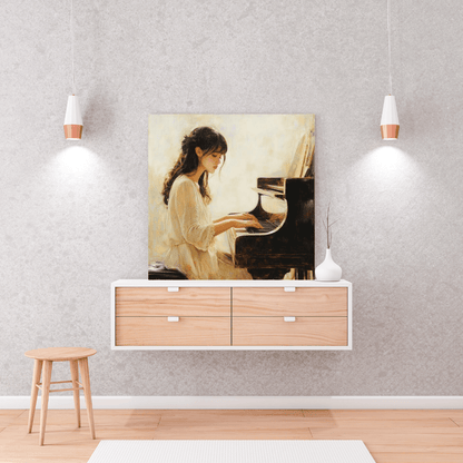 Young Pianist in Tranquil Mood - Portrait Wall Art - Aestheticanvas