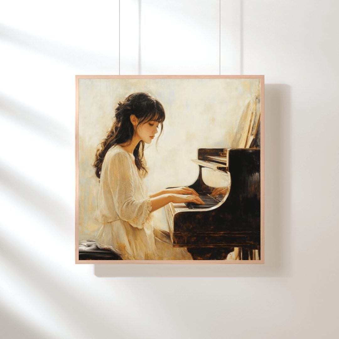 Young Pianist in Tranquil Mood - Portrait Wall Art - Aestheticanvas