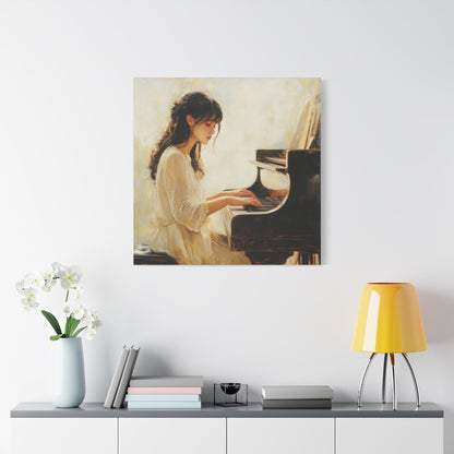 Young Pianist in Tranquil Mood - Portrait Wall Art - Aestheticanvas